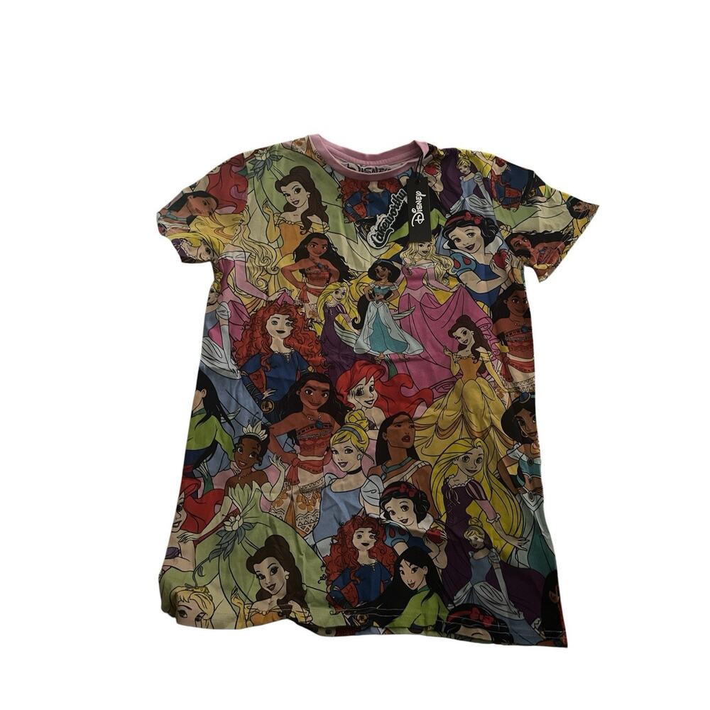 Disney Cakeworthy Princess AOP Tee S Unisex Shirt Belle Ariel Tiana Rapunzel NWT